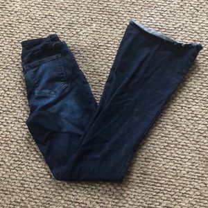 Raw hemmed boot cut jeans